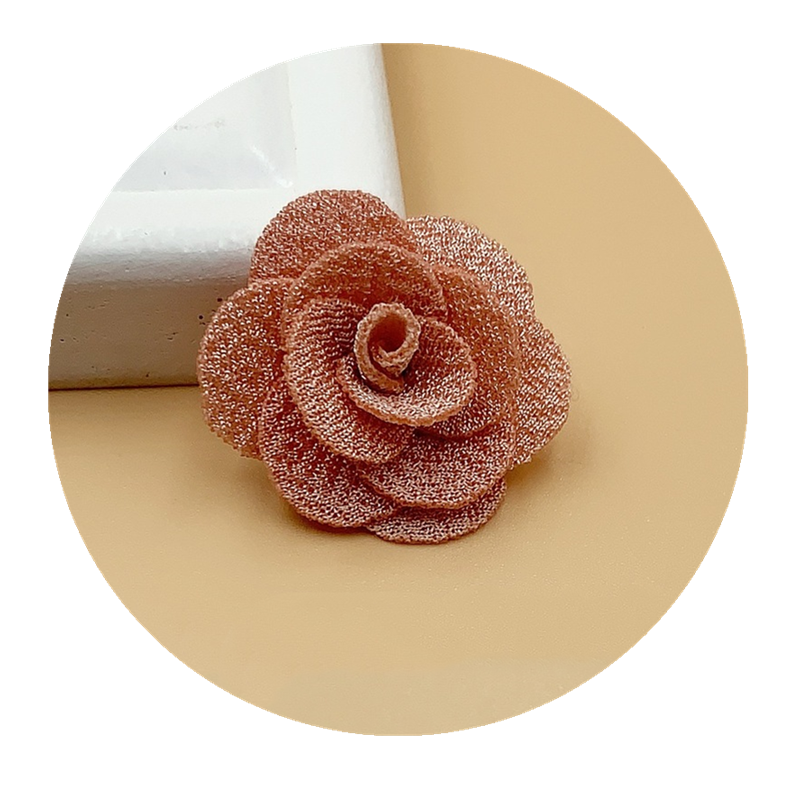 Flor pequeña hecha a mano de 2,5 CM, rosa pequeña tridimensional, pétalo Multicolor, flor pequeña, accesorios para el cabello DIY, 24-48 Uds.: níquel / L