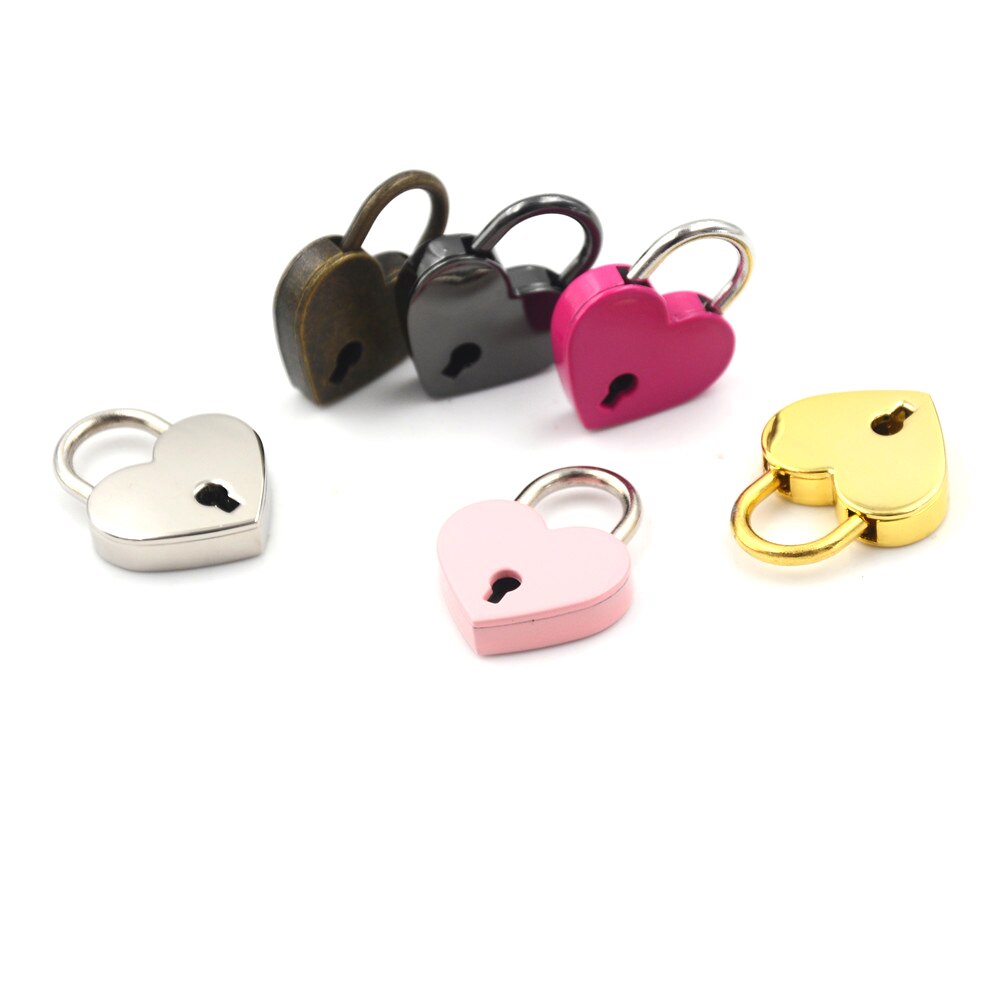 Mini Padlock Love Heart Shape Padlock Tiny Luggage Bag Case Lock With Keys Zinc Alloy Suitcase Locker Hardware Set