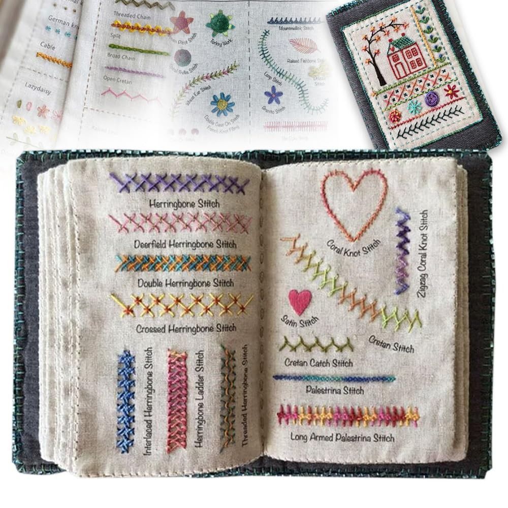 Imitation linen DIY Stitch Book With Embroidery Stitch Name Enhance Your Crafting Skills Embroidery Stitch Book Portable