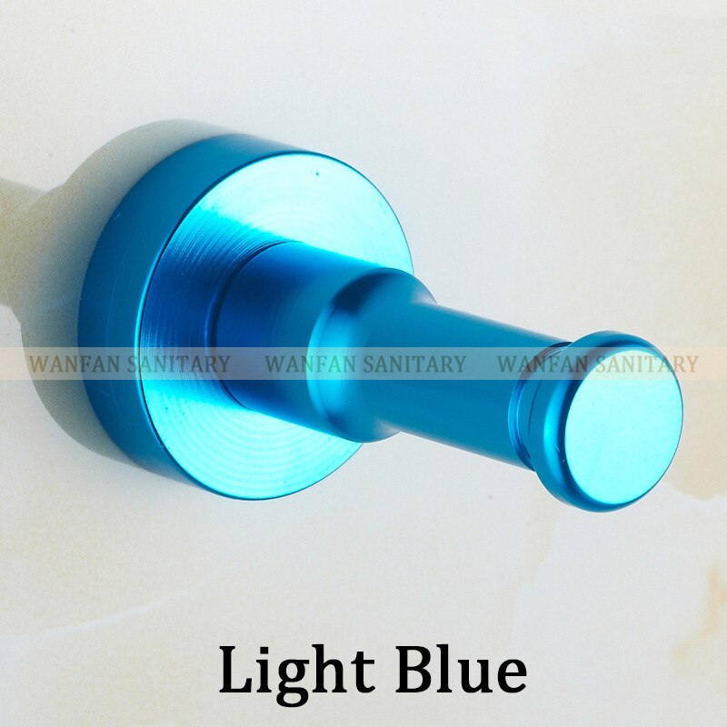 10 kleuren ruimte aluminium multi-color diy handdoek muur haak spijker badkamer keuken kleding sleutel kapstok tas hanger houder hj -0726: Lichtblauw