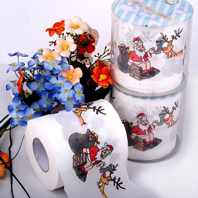 Christmas Print 1PC Home Tool Santa Claus Bath Toilet Roll Paper Christmas Supplies Xmas Decor Tissue Cute