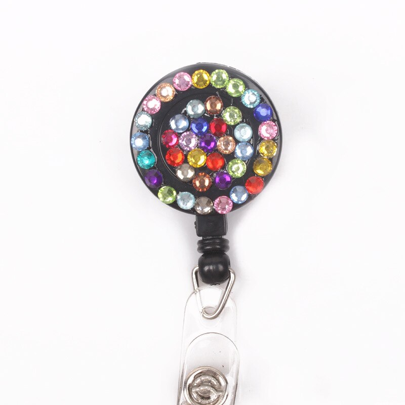 1pc DIY Plastic Retractable ID Card Badge Holder Reel Pull Key Name Tag Office Card Holders Round Translucent Pull Buckle: colourful