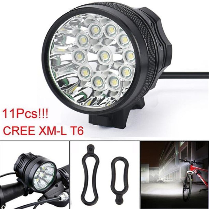 28000 Lm 11 * T6 LED Fiets lantaarn fiets Koplamp Lamp Zaklamp Lichten 6400 mAh batterij farol bike licht #2A26