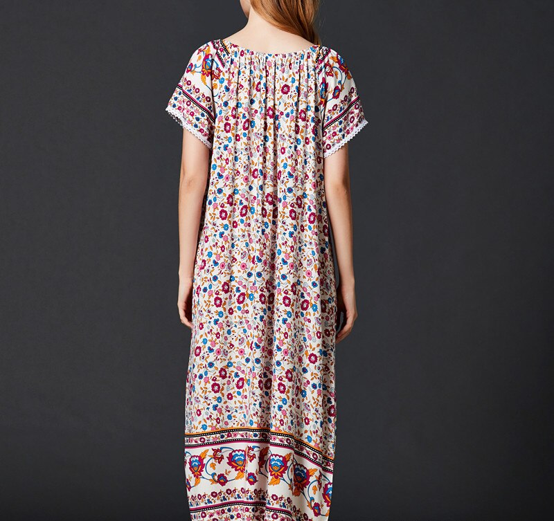 Nacht Jurk Vrouwen Plus Vet Size Katoen Nachthemd Casual Zomer Lange Jurk Losse Vrouwelijke Nachtkleding Print Korte Mouw Nachtjapon