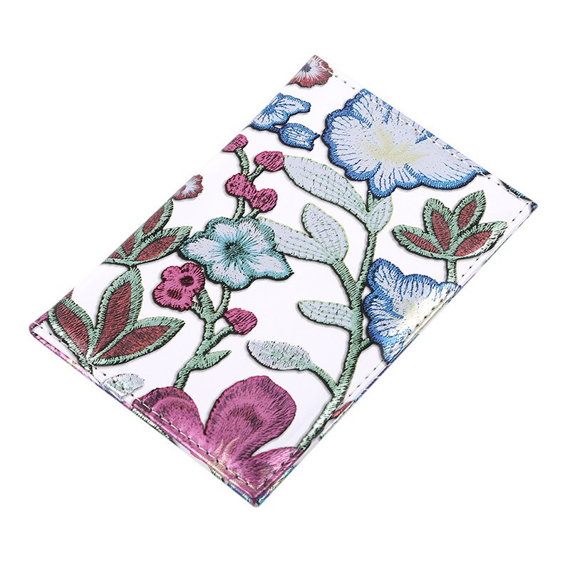 Vintage broderat tryck blomma pass fall pass täcka reser bärbara flygbiljetter visitkort innehavaren: Röd