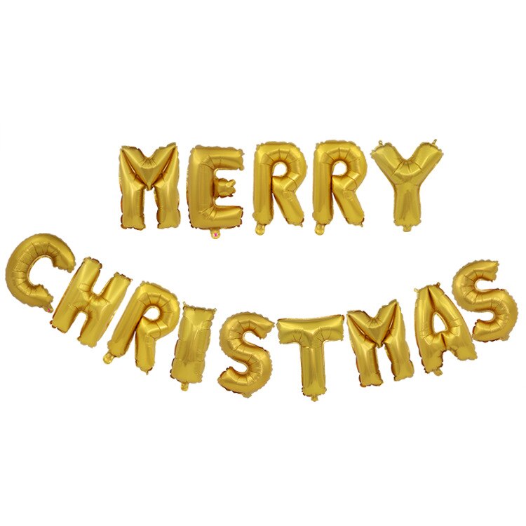Merry Christmas balloon red green letters decoration balloon bar mall Merry Christmas aluminum film balloon package: Gold