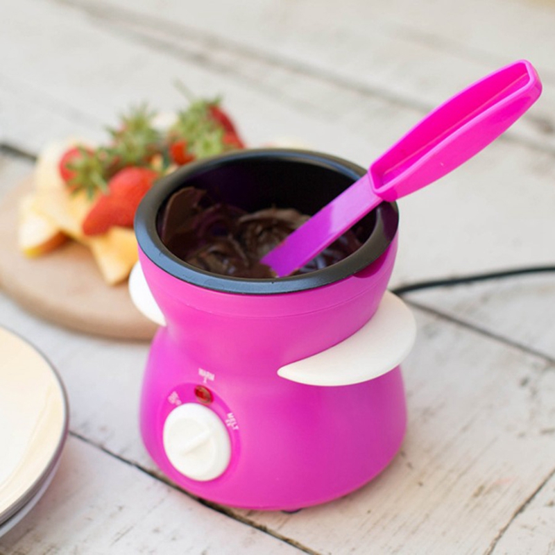 Electric Chocolate Fondue Melting Dip Pot, Candy Warmer, Chocolatier - Includes Spatula, 10 Skewers & 10 Forks - Red(EU Plug)