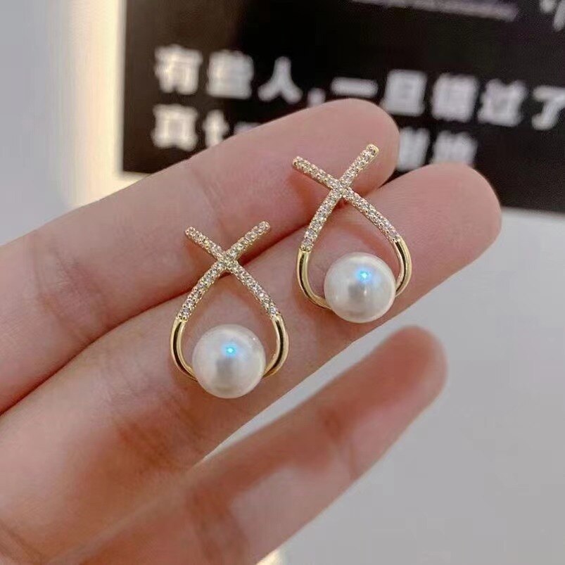 Simple øreringe trend store perle vedhæng øreringe vand retro dame smykker