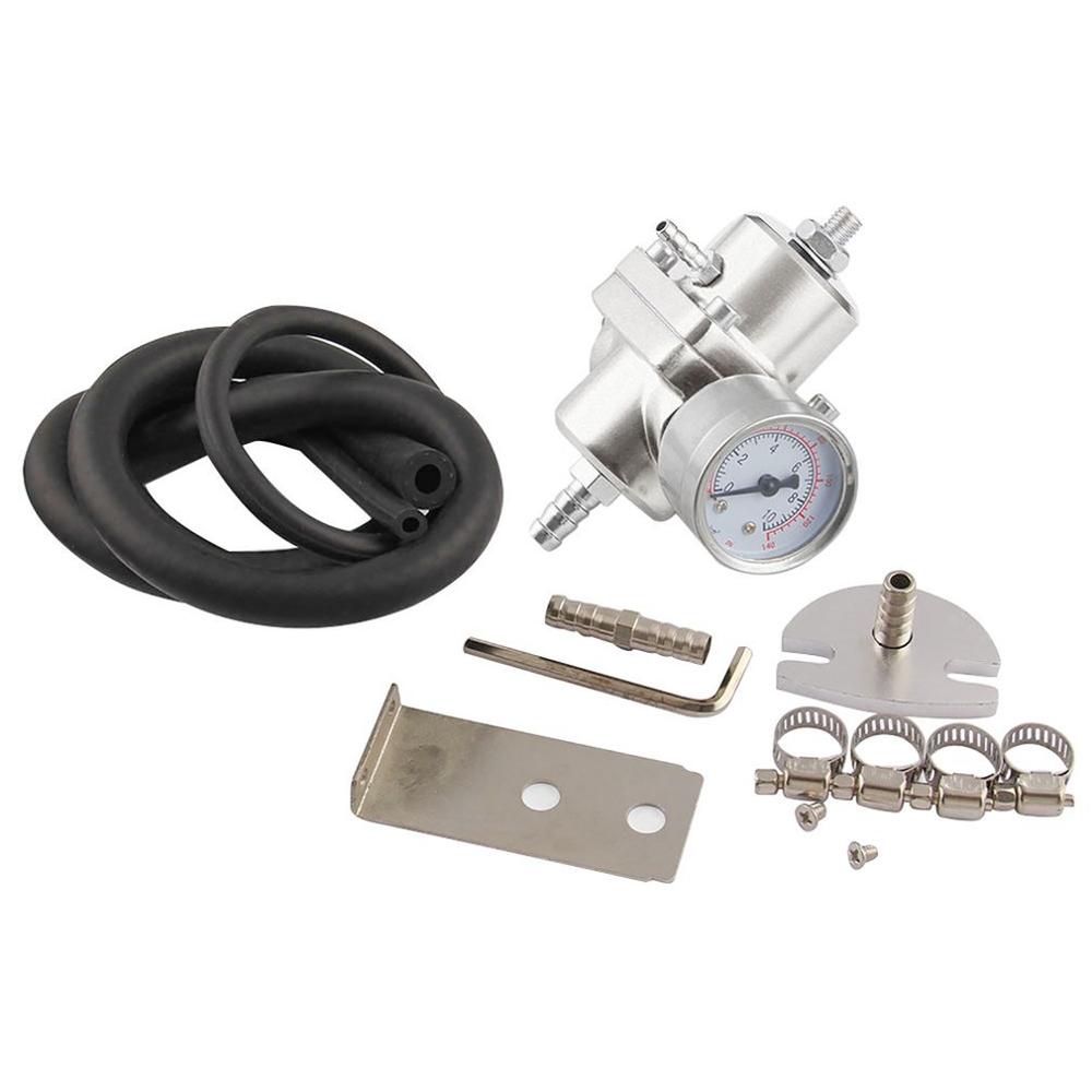 Low price Car modified fuel pressure regulator Fuel regulating valve Petrol booster enhanced applicator with watch: Silver
