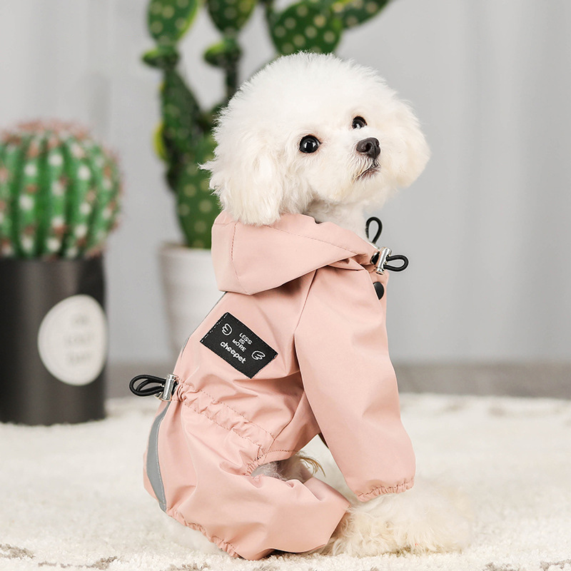 Cão de estimação gato roupas de capa de chuva pequeno cachorro macacão impermeável respirável reflexivo roupas jaqueta filhote cachorro chuva cão casaco: Rosa / L