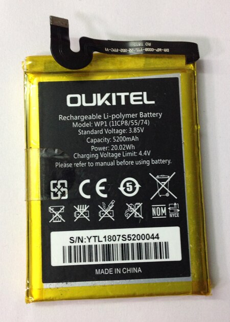 Batteria originale oukitel WP1 5200mah 3.85V per telefono oukitel WP1