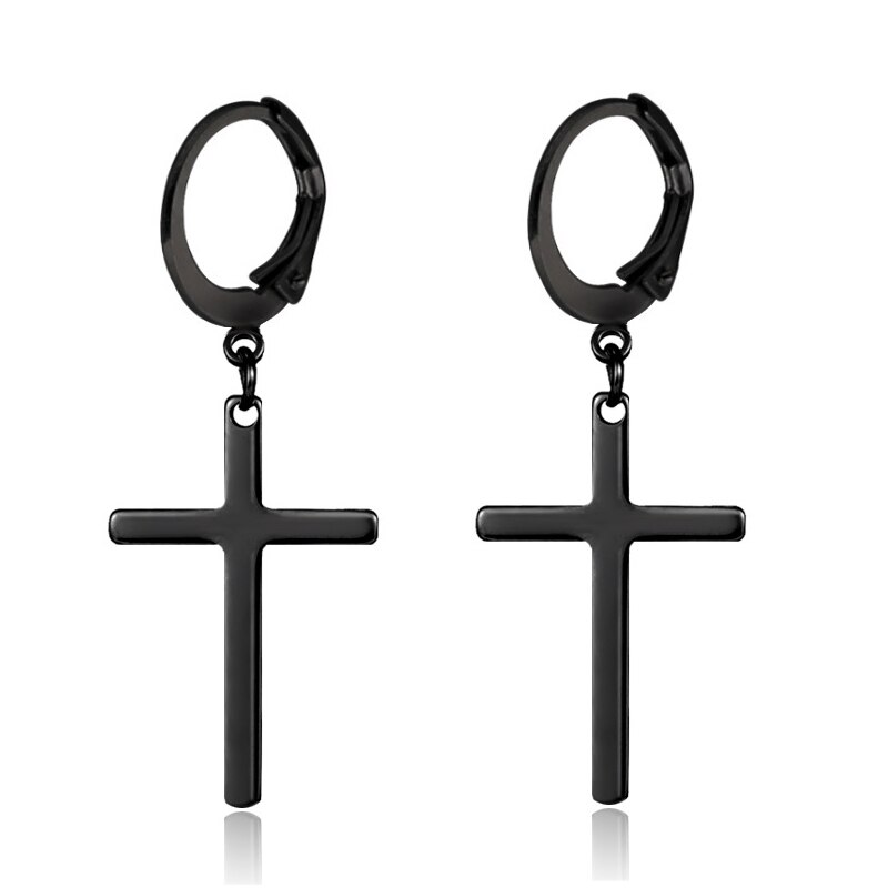 Pendientes de acero inoxidable con forma de cruz para hombre y mujer, aretes, estilo gótico, Punk, 1 par