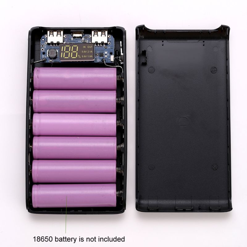 (No Battery)5V 2A LCD Display DIY 6*18650 Case Power Bank Shell Portable External Box Without Battery Powerbank 18650 Protector