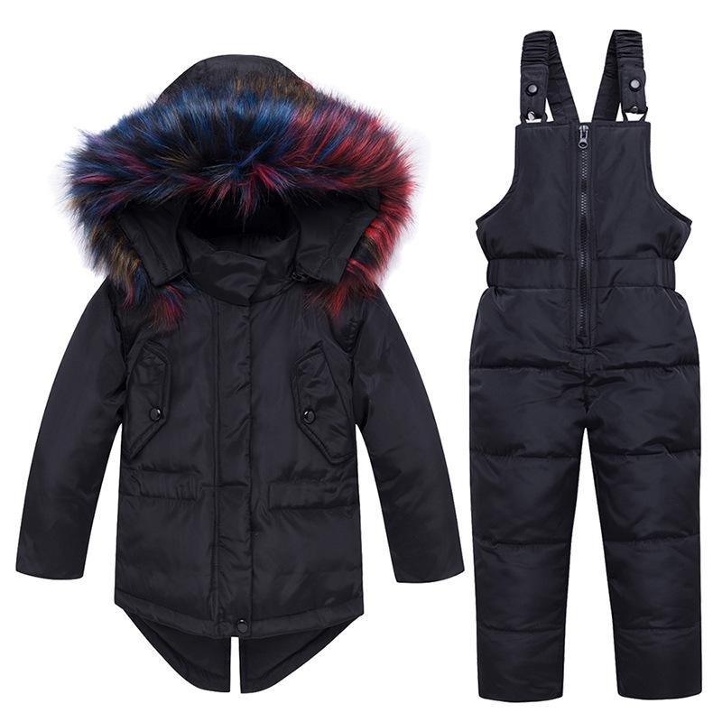 Winter Kids Snowsuit Jassen Hoodies Eendendons Skipak Voor Meisjes Sneeuw Pak Outfits Sneeuw Wear Jumpsuit Sets Jas Snowsuit: Red / 4T