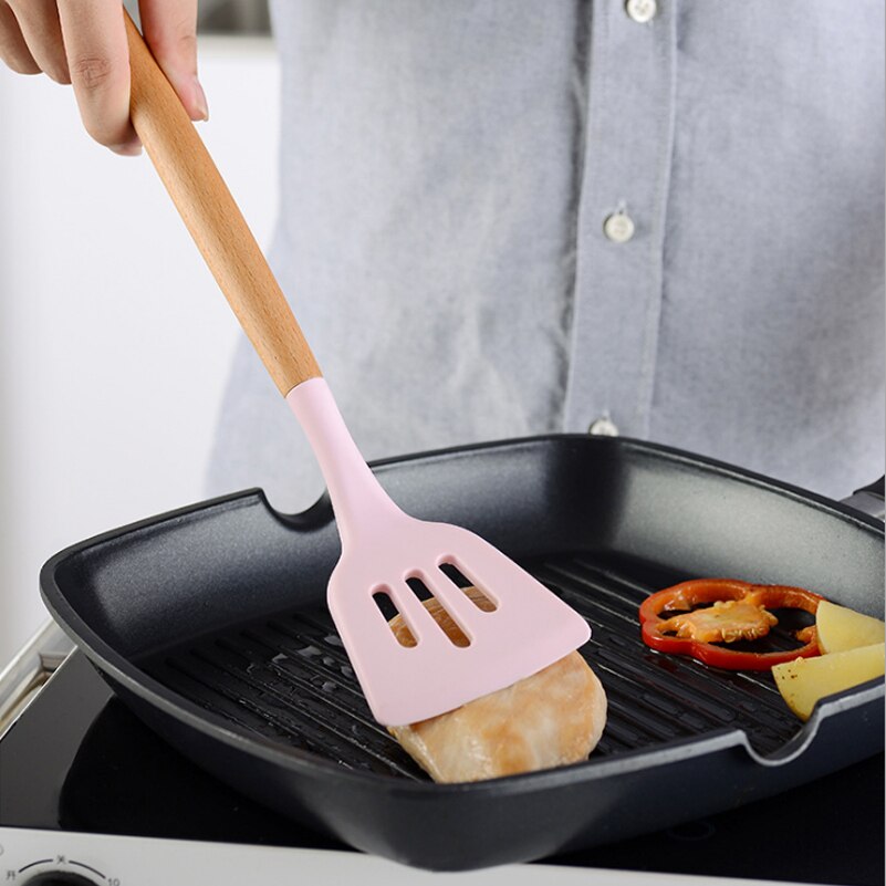 12pcs Kitchen Utensil Set Silicone Cooking Tools Household Wooden Koken Gereedschap Met Opbergdoos Turner Tang Spatel Turner