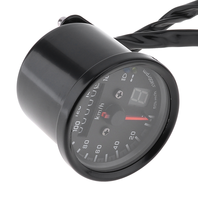 Motorcycle Cafe Racer Speedometer Odometer Gauge 0-160Km/H Instrument with Led Indicator