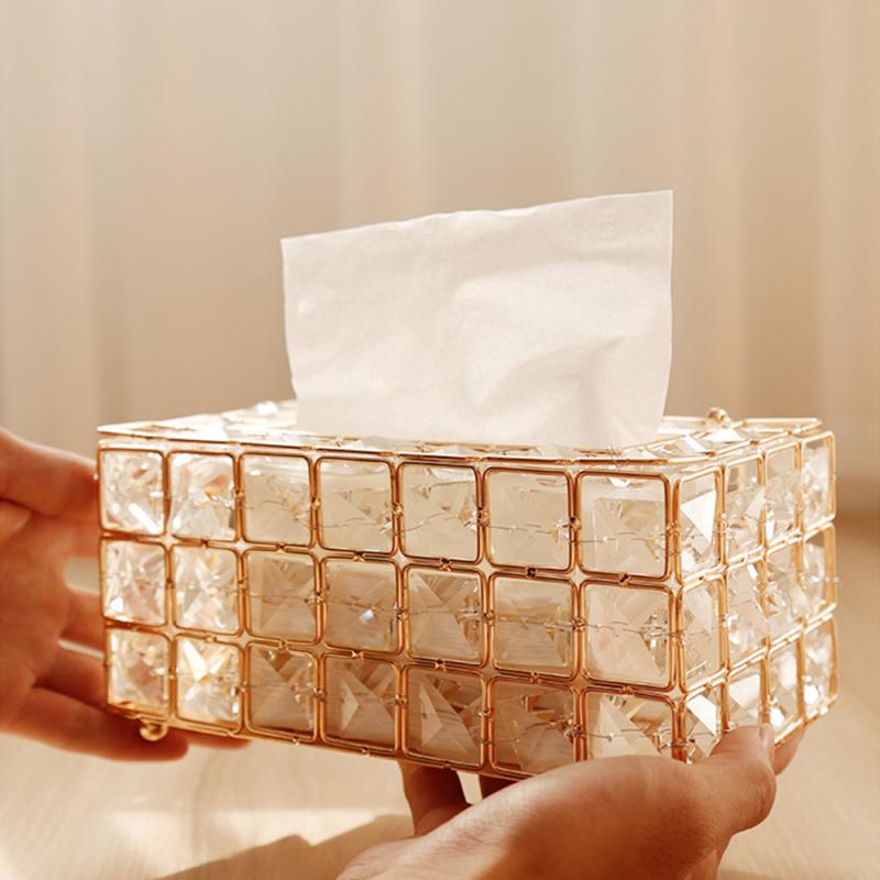 Tissue Doos Opbergdoos Shiny Goud Zilver Glas Papier Container Voor Restaurant Auto Home Hotel Desktop Servet Opbergdoos Creatieve