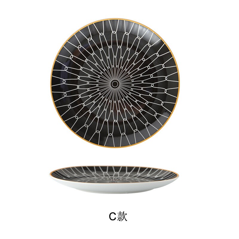 Servies Keramische Diner Plaat Set Schotel 8/10 Inch Porselein Leuke Dessertbord Servies Geometrische Westerse Voedsel Steak Plaat: 6 inches-1
