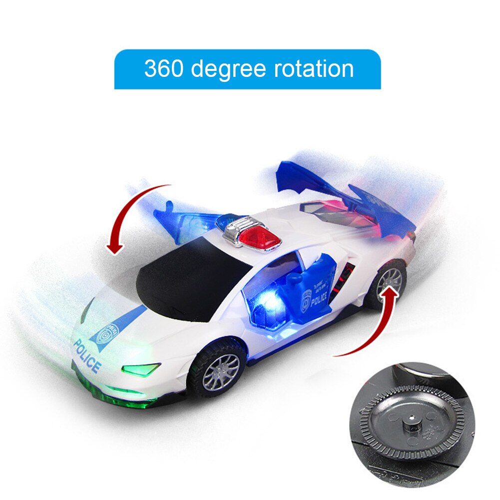 Electric 360 Rotation Police Car Vehicle with LED Music Education Kids Toy