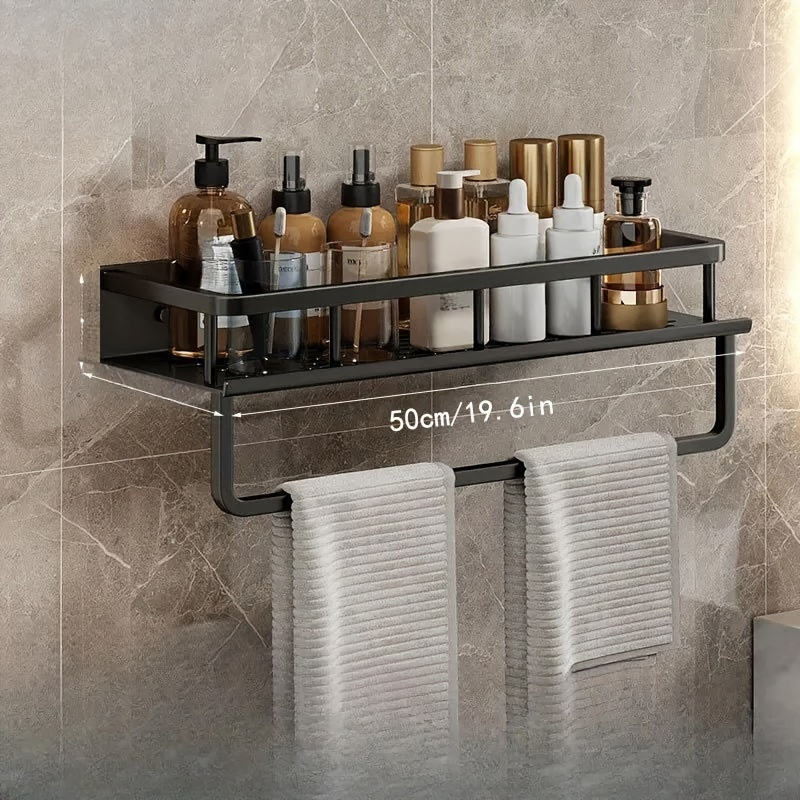 Bathroom Storage Rack Aluminum Wall Mounted Bathroom Shelf Sink Washbasin Shampoo Toilet Wall Storage Rack Bathroom Accessories: Light Grey
