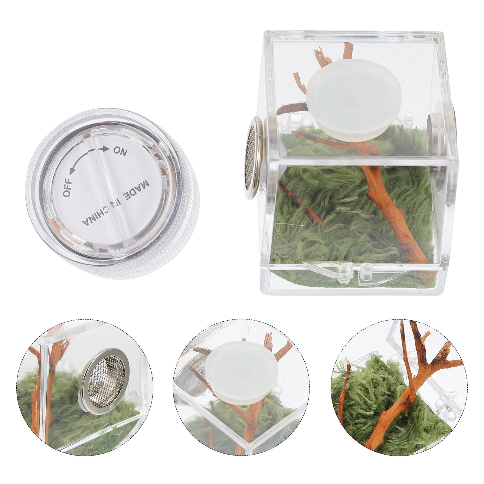 Spider Habitat Box Jumping Spider Breeding Case Spider Storage Box with Lamp Transparent Breeding Box for Spiders Small Insects: Assorted Color 1