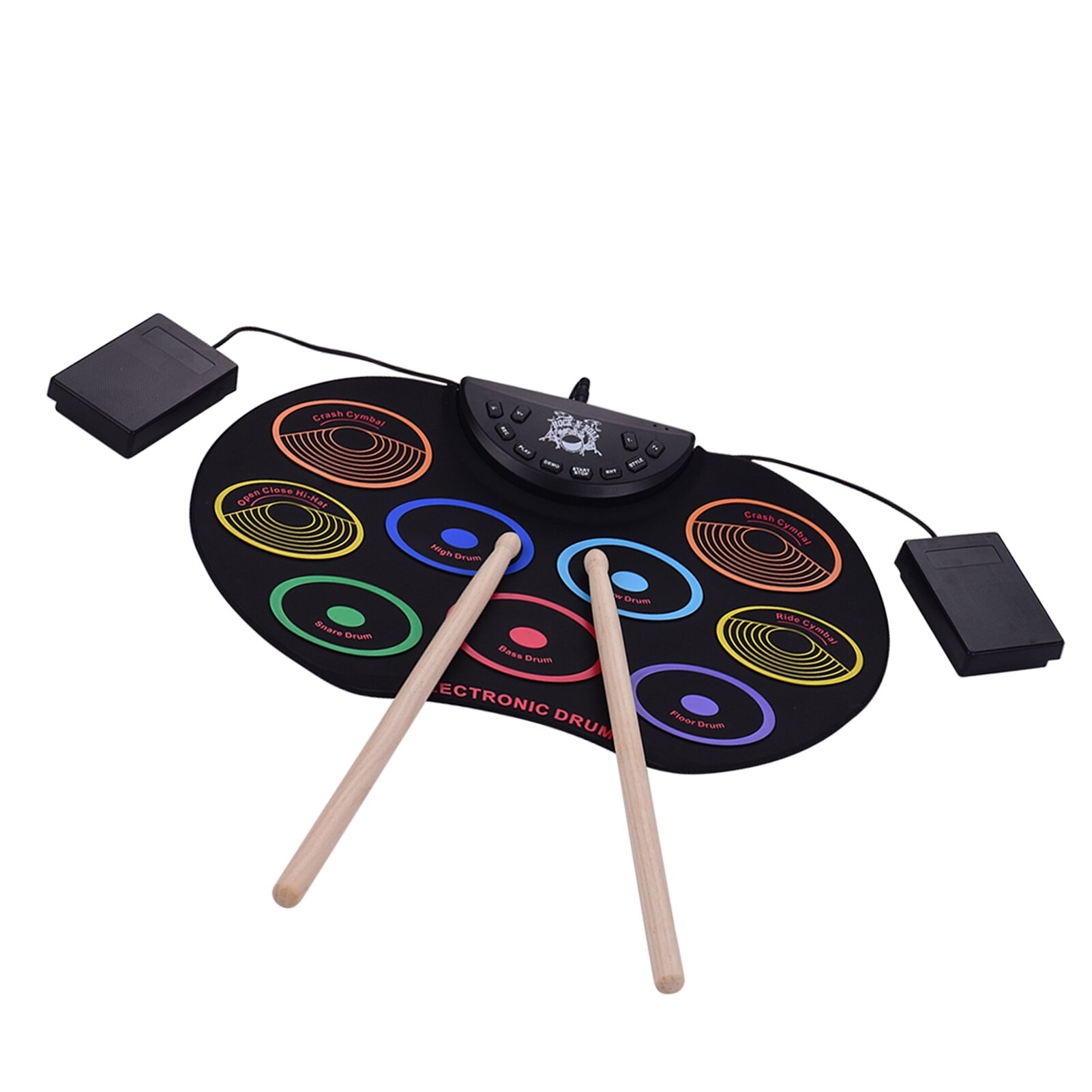 Digital Electronic Drum Portable Size USB Foldable Silicon Drums Set Roll-Up Drum Kits 7-Pad / 9 Pads with Drumsticks Foot Pedal