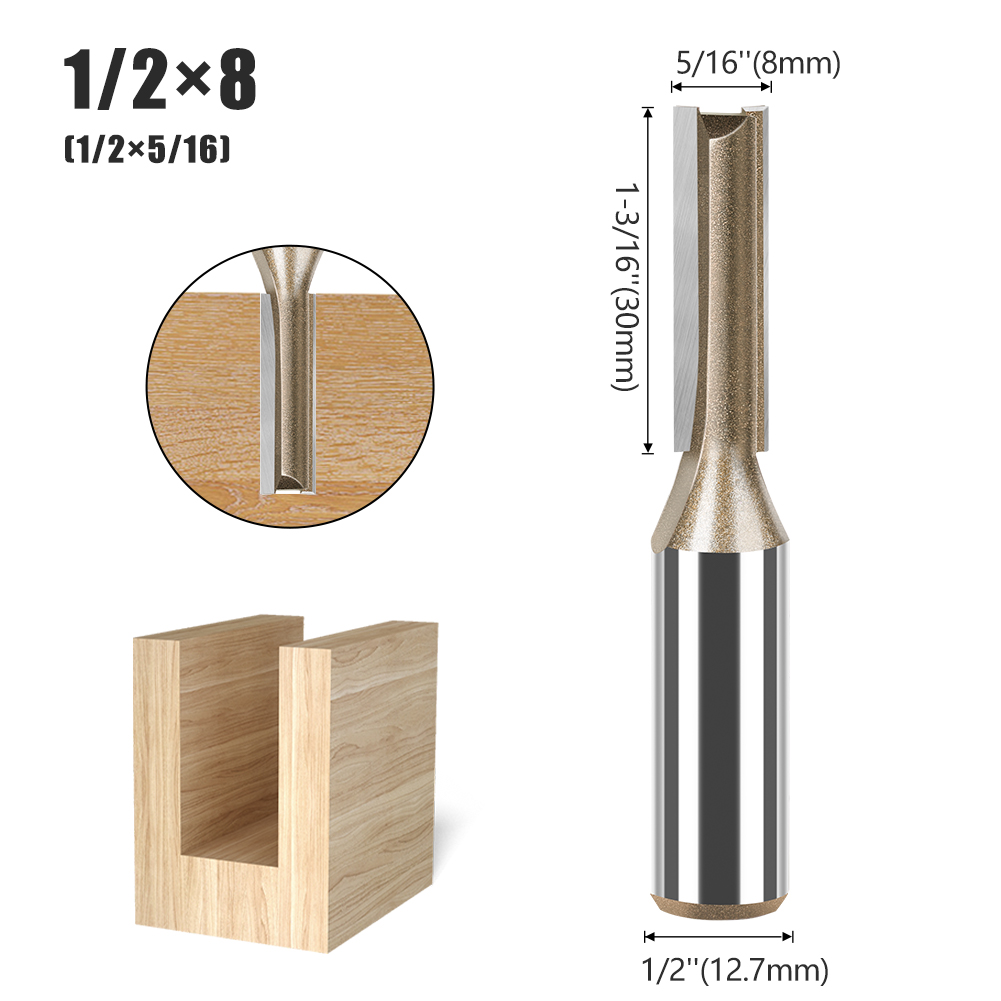 Broca recta de carburo de tungsteno, enrutador de doble flauta única, cortador de fresado de madera para herramienta de carpintería, diámetro de 3-25mm, vástago de 1/2 pulgadas: 31 mm