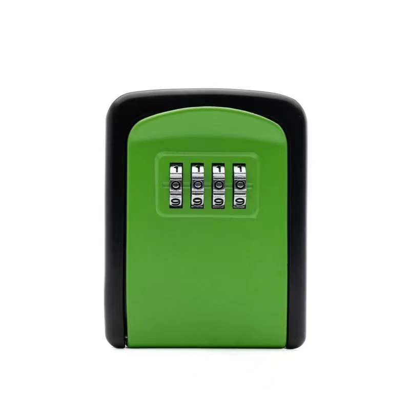 Aluminum Alloy Password Key Lock Box Storage Key Wall Mounted Key Safe Waterproof Outdoor Key Box 4-digit Password: Green