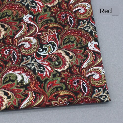 Wide 58" 100% Cotton Poplin Pteris Printed Fabric Scarf Garment Shirt Material By the Half-Yard: Red
