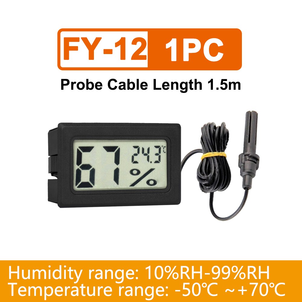 Mini Thermometer Hygrometer Digital LCD Indoor Temperature Sensor Humidity Meter Hygrometer Gauge Fridge Thermometer White/Black: 1PC With Wire Black