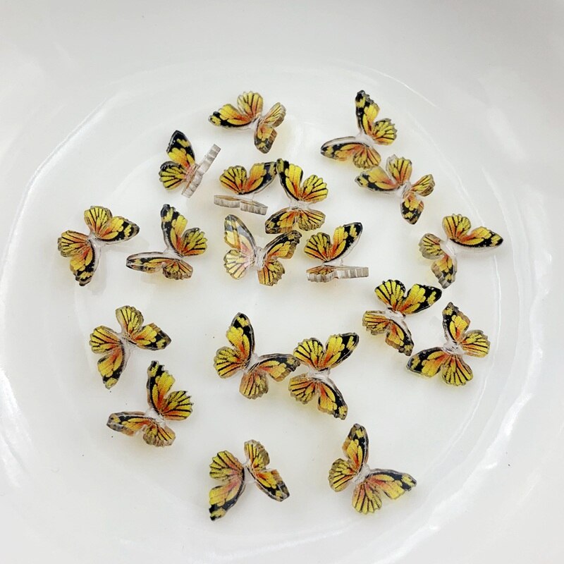 Stijl 8 Kleur Vlinder Nail Art Strass 3D Hars Vlinder Nail Decoratie Materialen Diy Nail Accessoires 10 Stks/partij: E622