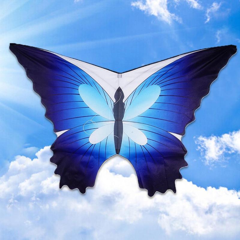 Cometa de mariposa azul + juego al aire libre para padres e hijos, 30m de línea, P7C0