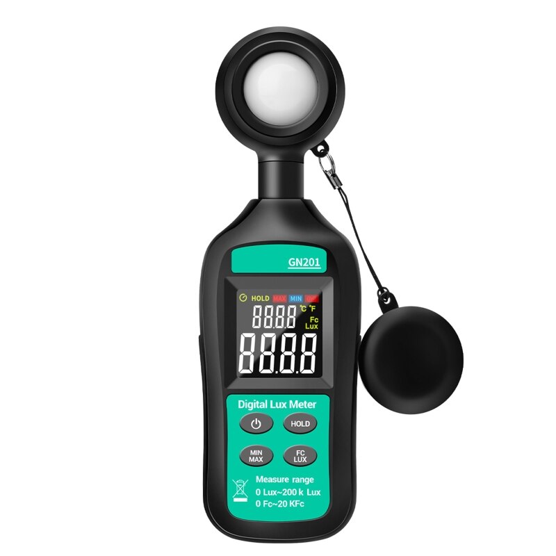 GN201 Luxmeter Digital Light Meter 200K Lux Meter Photometer uv Meter UV Radiometer Handheld Illuminometer Photometer