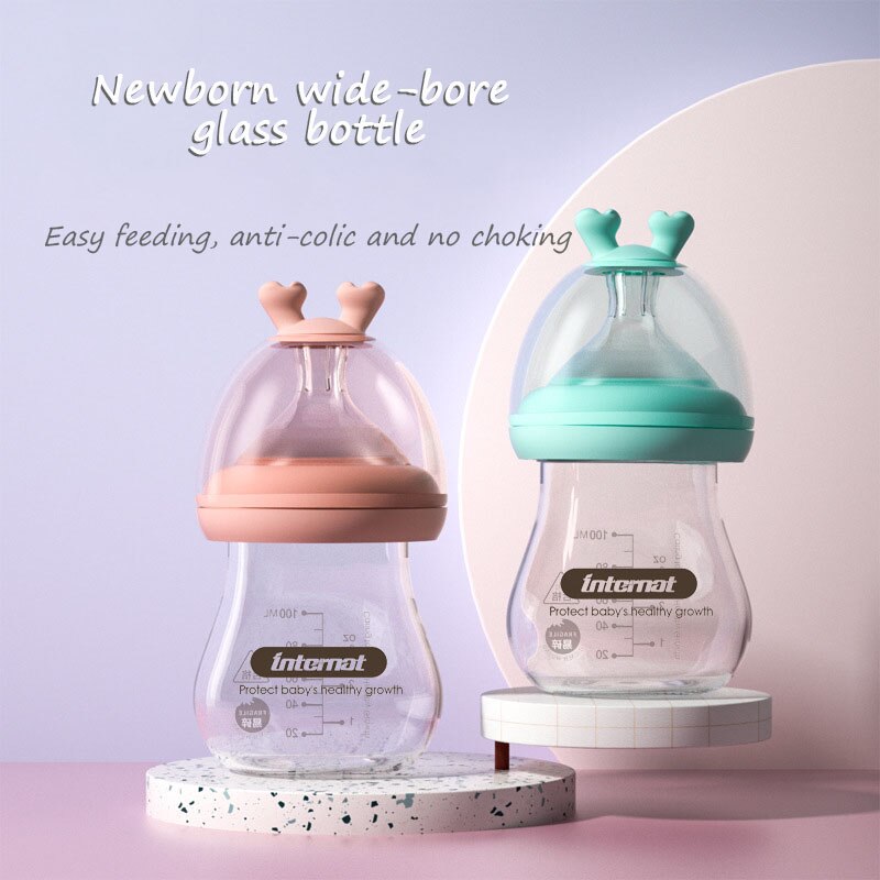 Pasgeboren Baby Fles Glazen Fles Baby Creatieve Gewei Fles Melk Opslag Cup Multifunctionele Fles Pasgeboren Baby Care Fles