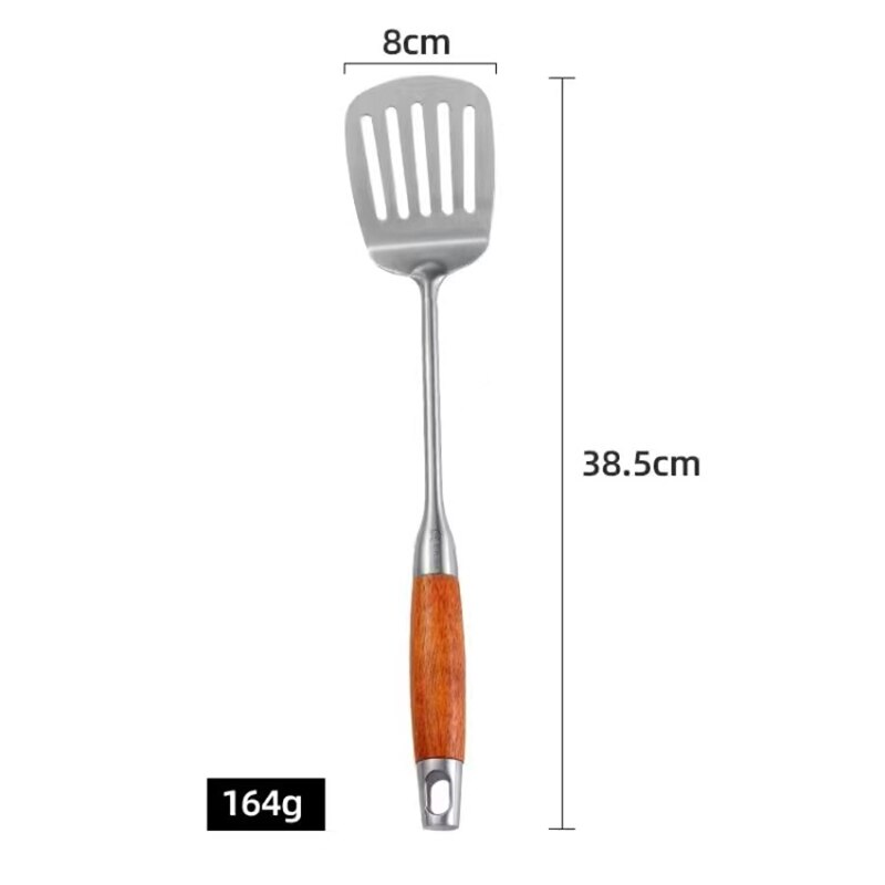 304 Stainless Steel Wok Spatula Rosewood Handle Kitchen Essentials Cooking Tools utensilio Accessories Slotted Turner Rice Spoon: E1