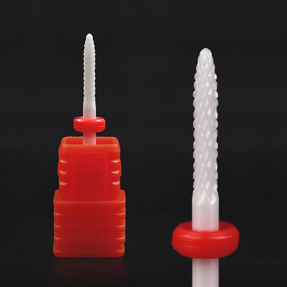 Novo fino cerâmica prego broca cabeça de moagem para manicure elétrica broca ferramenta de broca de cerâmica bico prego broca fresa: Red