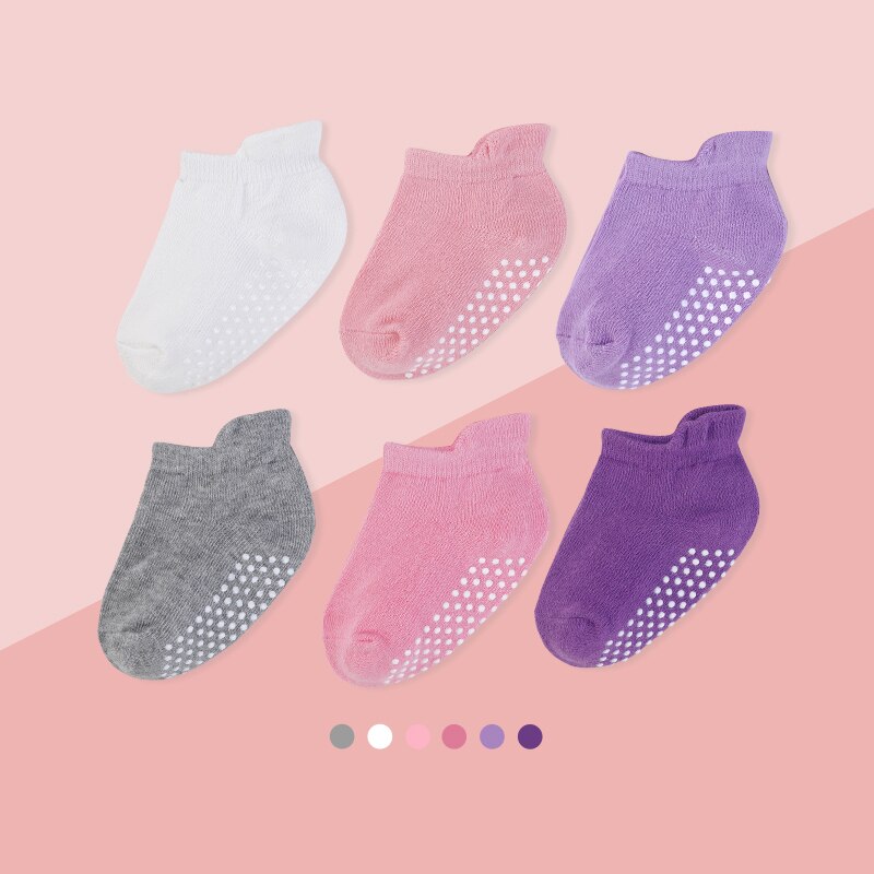 6 Paare/los Baby Knöchel Socken mit nicht Schleudern Sohlen 100% Organische Baumwolle Socken für Jungen &Ampere; Mädchen 6-36 monat Anti Schleudern Baby Socke: TW6003