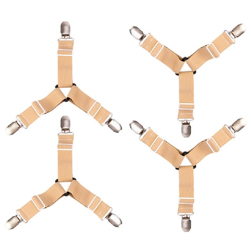 4 pièces/ensemble drap de lit pince drap de lit ceinture attache matelas élastique antidérapant pince couverture pince blanc et noir rose bleu kaki: khaki