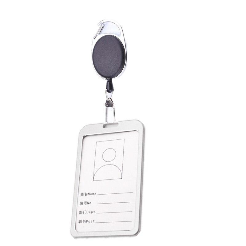 1PC Metal Work Card Holder with ABS Plastic Retractable Pull Badge Reel for Staff Workers Bus Access ID Card Badge Holder: siliver