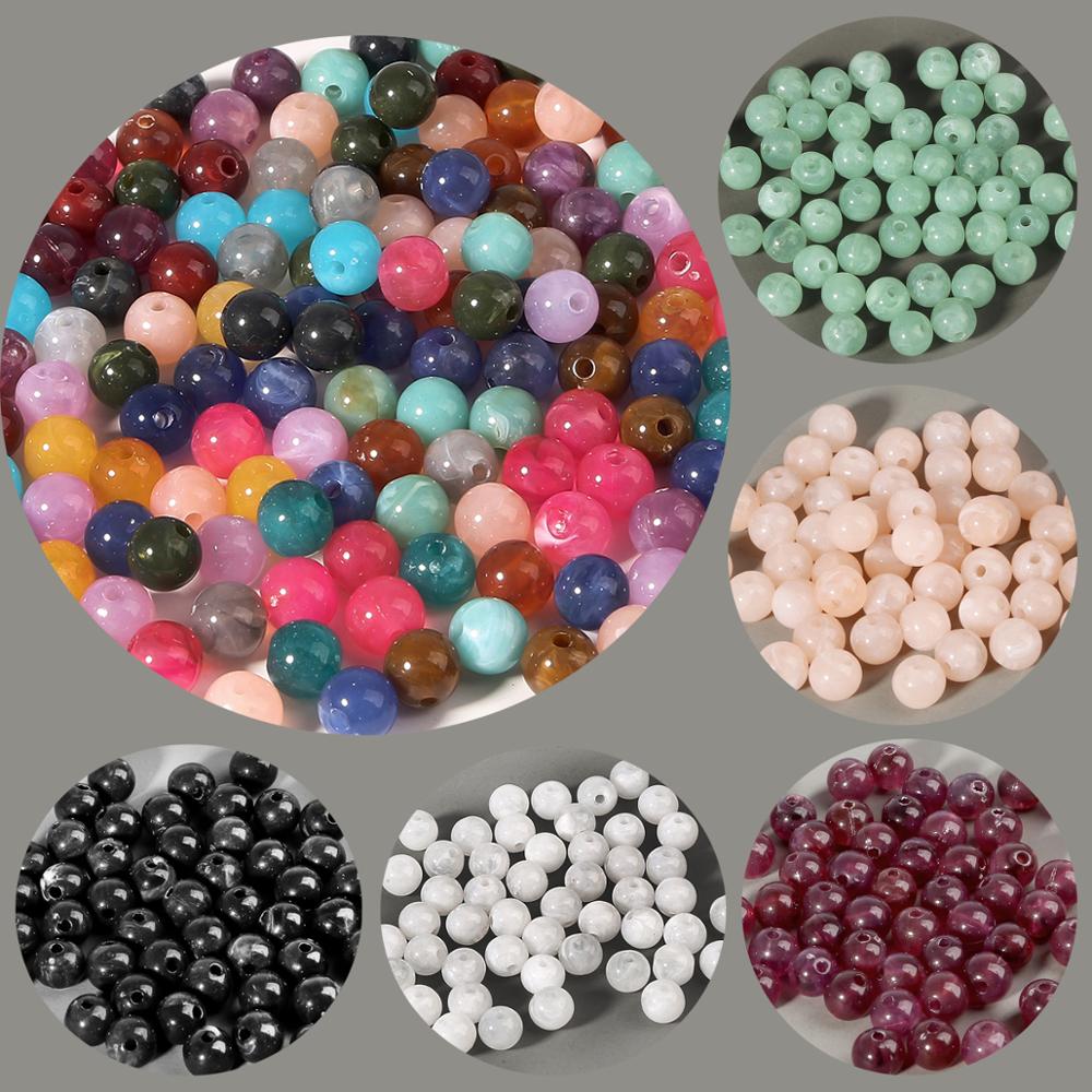 100pcs 6mm Acrylic Clouds Beads Effect Round BEADS Spacer Loose Beads For Jewelry Making Accessories DIY Bracelet Necklace