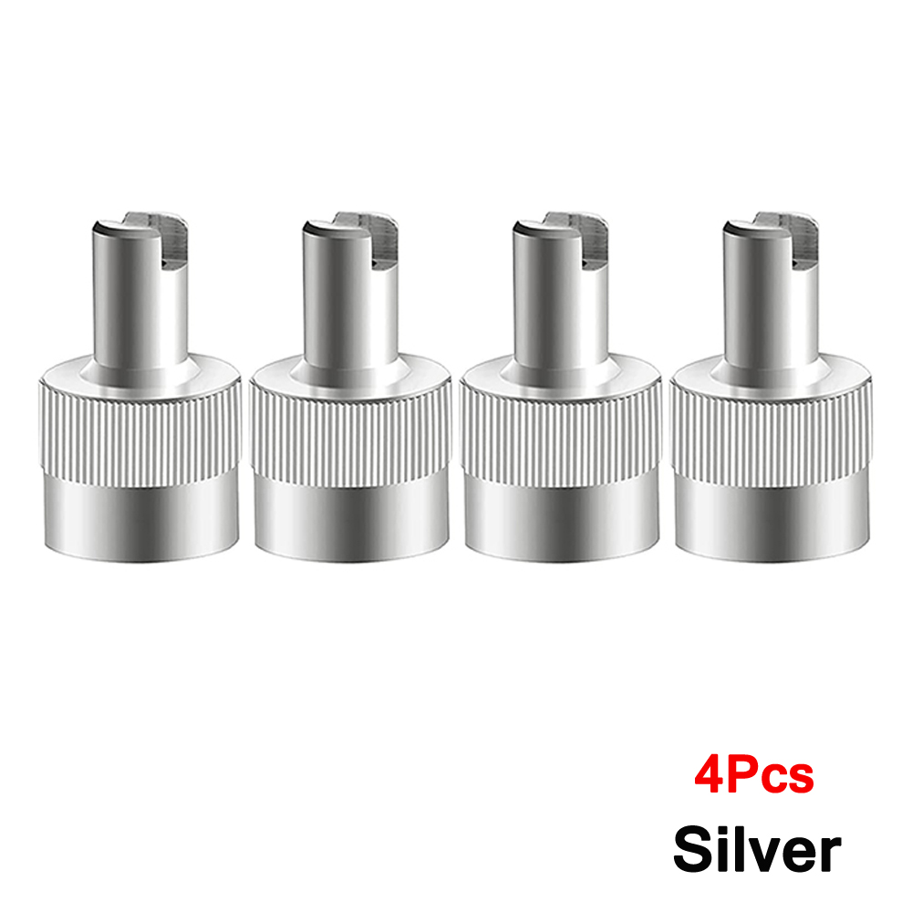 AUTCOAT 4/8Pcs Cuivre Fendue Fente Bouchon de Valve Avec Retrait de Noyau de Valve, Valve De Pneu D&#39;air Cache-Poussière Bouchon de Potence: C0654-Silver-4Pcs