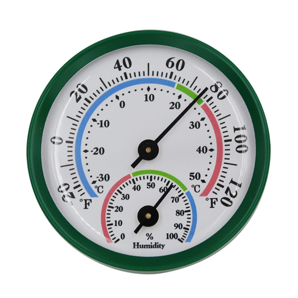 2.28\" Thermometer Hygrometer Wall Hung Temperature Humidity Meter Gauge Indoor Outdoor Sauna Room Temperature Humidity Tester: green
