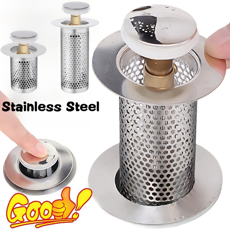 Edelstahl Pop-up Abfluss filter Universal Waschbecken Stopper Haar fänger Dusch wanne Sieb Waschbecken Abfluss abdeckung Stecker