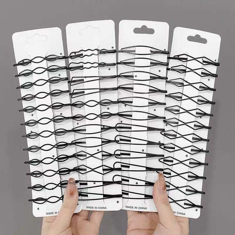 Horquillas onduladas para el cabello, pasadores negros de Metal, pasadores invisibles BB, accesorios para el cabello, 3/12 piezas