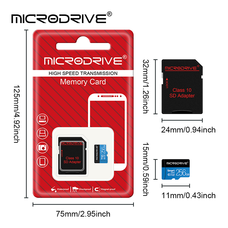 Micro Mini SD Card 4GB 8GB 16GB 32GB 64gb 128gb 256gb Class 10 U3 High Speed Memory Card for Phone / Tablet / Camera / DVR