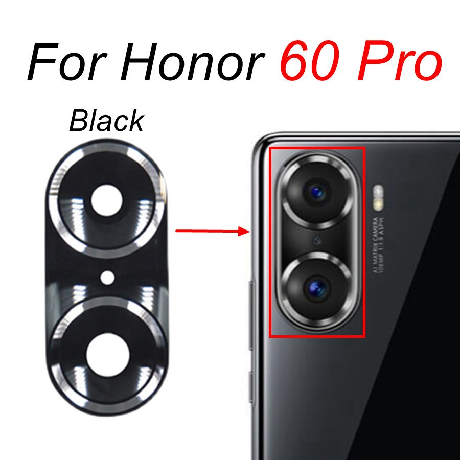 Tylna osłona obiektywu szklana pokrywa dla Huawei Honor 50 Lite Honor 60 Pro SE główna kamera szklana części zamienne z naklejką samoprzylepną: 60Pro-Black