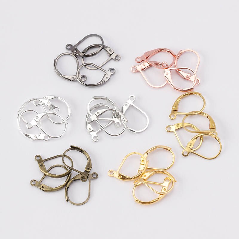 50 Stks/partij 15X10 Mm Zilver Goud Franse Lever Earring Haken Draad Instellingen Base Hoops Oorbellen Voor Diy sieraden Maken