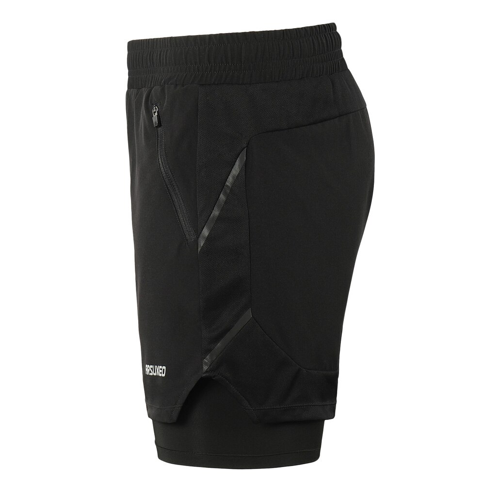 Mannen 2-In-1 Running Shorts Sneldrogende Sport Shorts Ademend Actieve Training Oefening Joggen Fietsen Shorts langer Liner