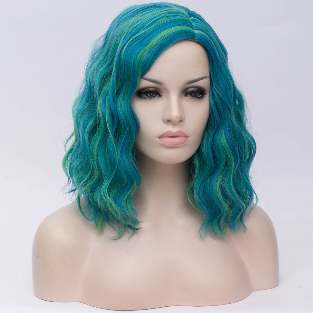 Similler cheveux synthétiques perruques courtes partie moyenne Ombre Cosplay perruque pour les femmes vert violet Miexd couleur mettre en évidence 6 Colros disponibles