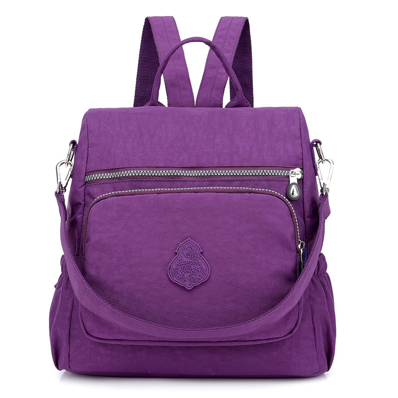 Casual Nylon Waterproof Backpack Women Large Anti-Theft Travel School Bags for Teens Bag Pack Mochila Feminina: Purple